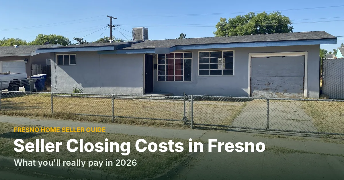 Single-story ranch house in Fresno from one of our own deals, cover photo for a guide to seller closing costs in Fresno